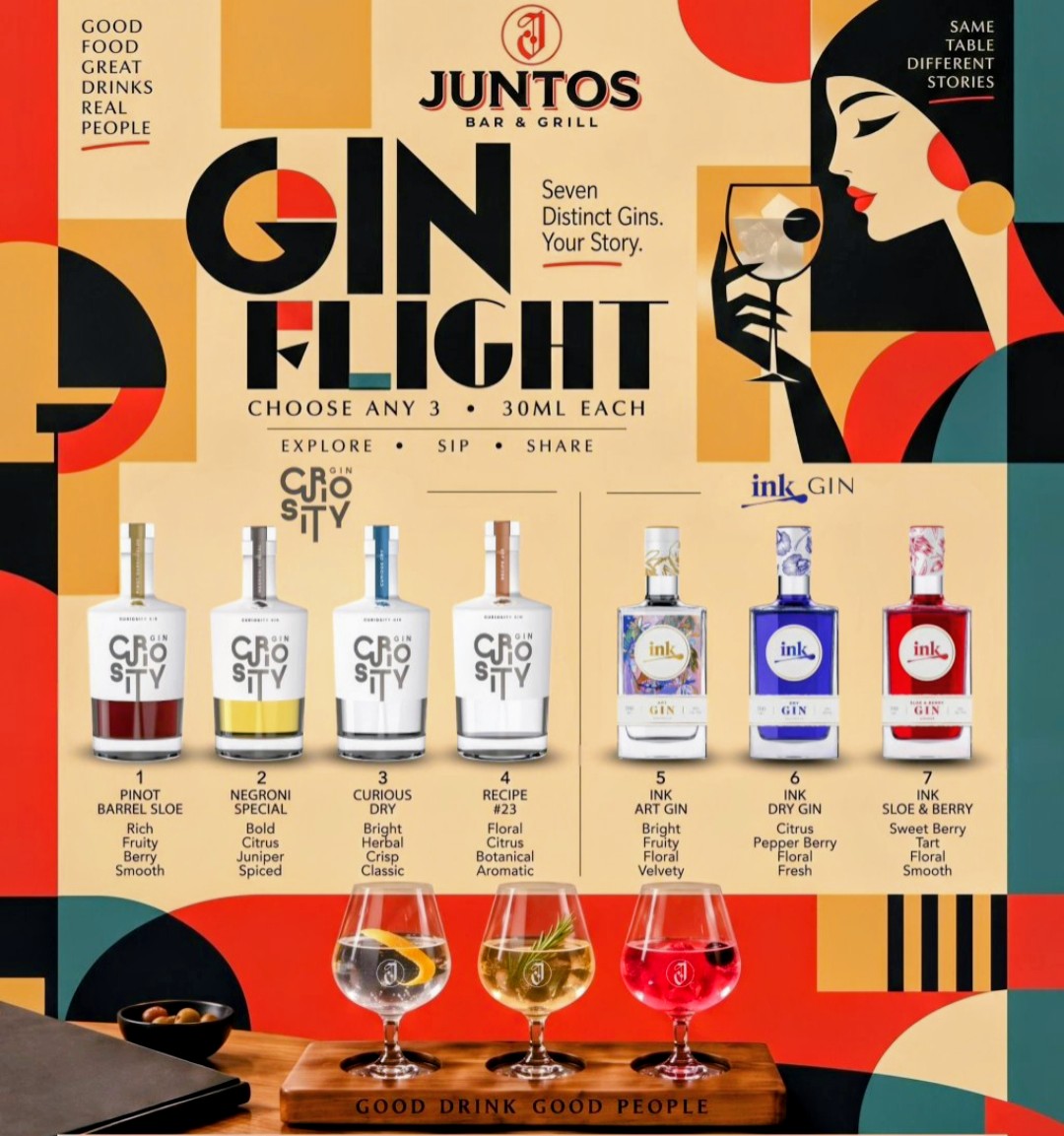 Cuma di Juntos Bar & Grill, Sensasi Mencicipi 7 Varian Gin Mewah dari Bunga hingga Pepper Berry